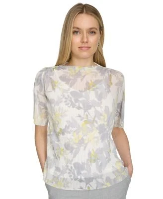 Calvin Klein Womens Short-Sleeve Printed M 198383760342 LARGE RT $79.0