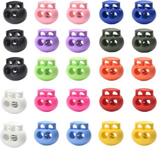 25Pcs Multicolor Cord Lock End Toggle Double Hole Spring Stopper Fastener Slider