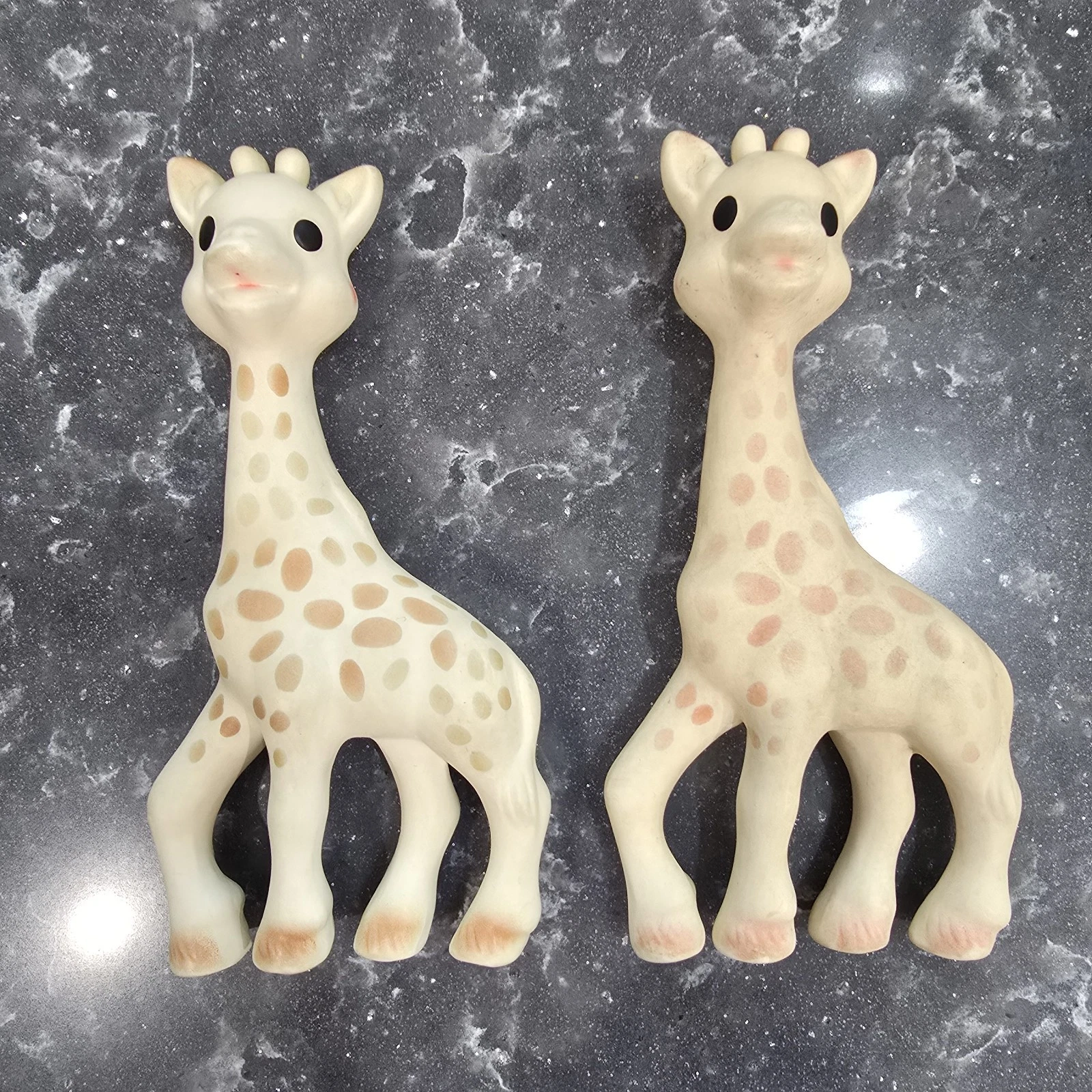 2 Collectible Sophie The Giraffe Natural Rubber Teether Squeaker Toy Bundle