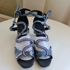 Women's Rhinestone Salsa Ballroom Latin Dance Tango Shoes Heel Size 5.5