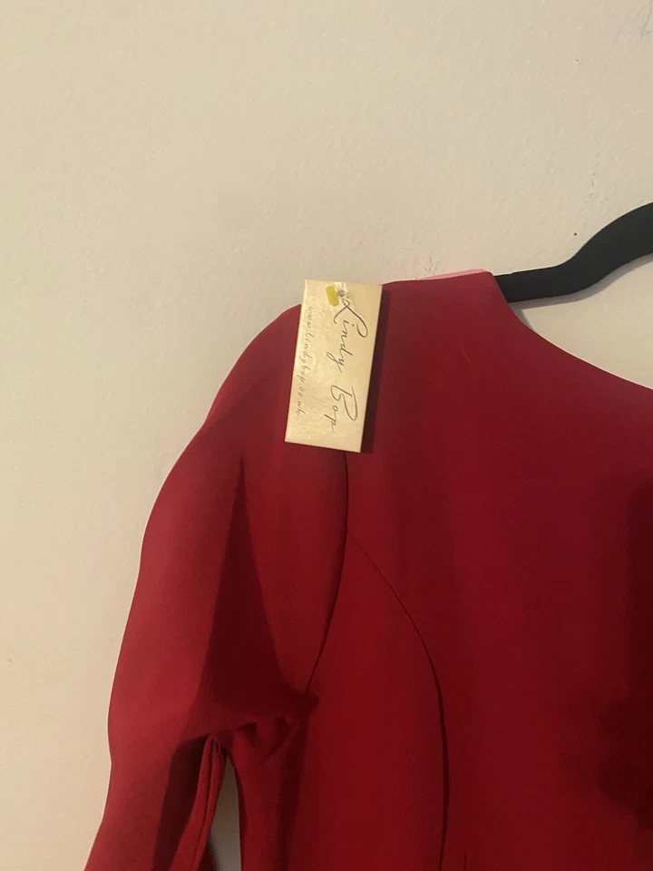 Платье-футляр Lindy Bop стиль 60-х розовое красное Fox рукав 3/4 12 рокабилли - Изображение 4 из 4