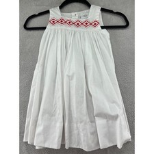 The Proper Peony Dress Girls 2T White Red Embroidered Sleeveless Smocked NWT