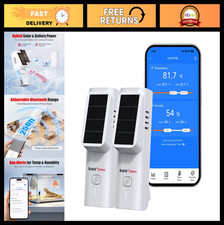 Wireless Solar Bluetooth Temperature Humidity Monitor, 2-Pack, Real-Time Alert