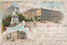Litho Postcard Greetings from Berlin Local View 1900 to Naumburg