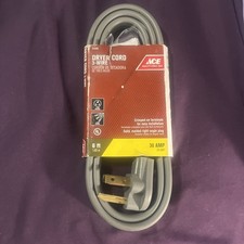 ACE 31448 Dryer Cord 3-wire Grounded & Terminals, 30 amp, 6'