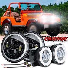 For Jeep Cj-5 55-83 7inch Round Led Headlights 4inch Led Fog Light Combo