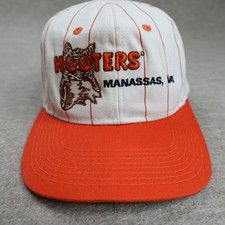 Hooters Hat Embroidered White Snapback Manassas VA Pinstripe Made in USA