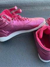 Reebok Freestyle Hi Metallic Women's Shoes Sharp Pink/White size 9