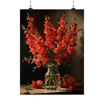 Red Snapdragon Flower Art Print, Flower Painting, Flower Décor, Floral Art Print