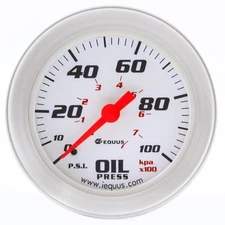 Equus Oil Pressure Gauge 8244; 8000 Series 0-100 psi 2 in. Mechanical, White
