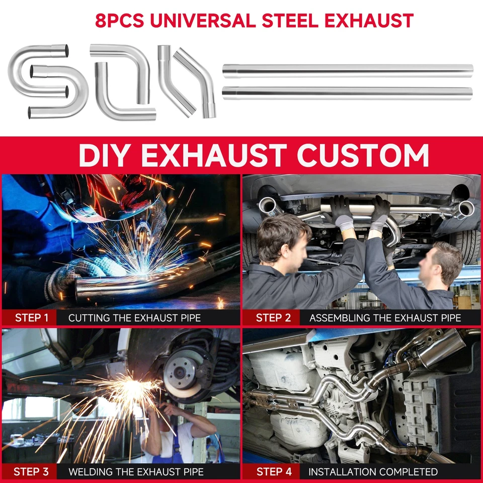 Kit de tubo de escape de mandril de flexión recta de acero inoxidable OD de 2,5" para Lexus GS300 Foto 4 de 4