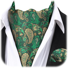 Ascot Ties for Men Paisley Floral Ascot and Pocket Square Set Classic Self Ti...