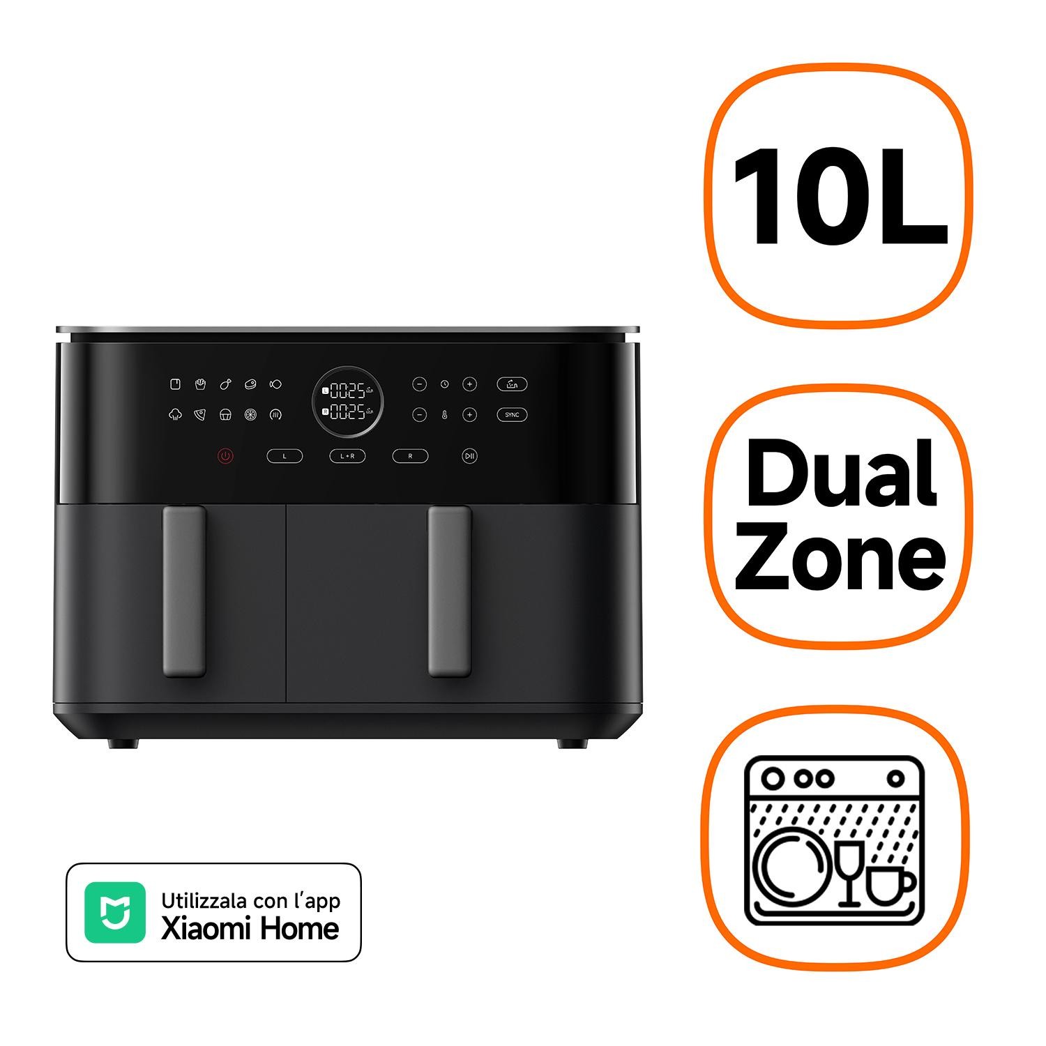 Xiaomi Friggitrice ad Aria Air Fryer Dual Zone 10L 2700W Black - Immagine 2