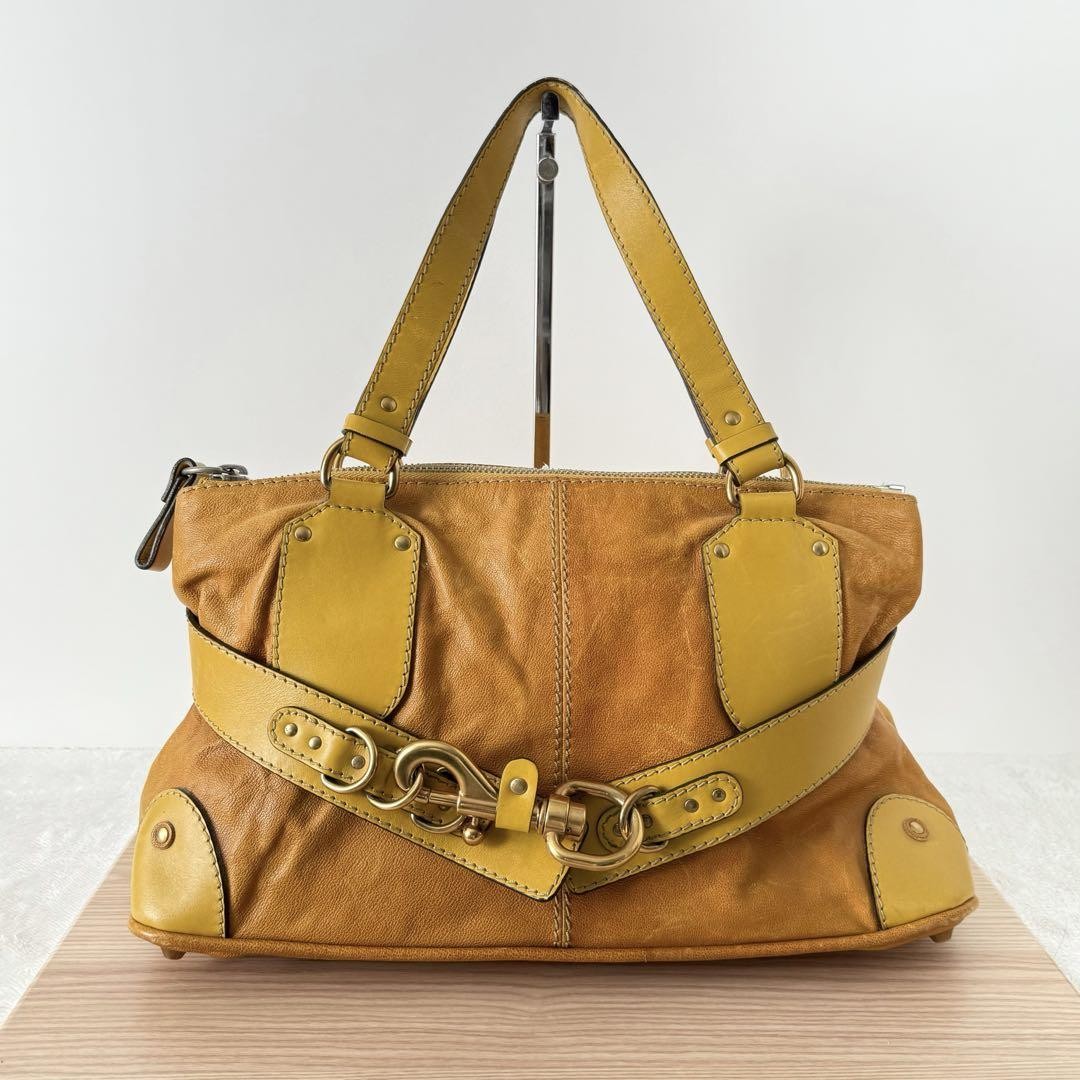 Chloe クロエ kerala ケララ トートバッグ ヴィンテージ イエロー Chloe Kerala Hand Bag Tote Bag Leather Yellow Orange Japan F