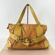 Chloe Kerala Hand Bag Tote Bag Leather Yellow Orange Japan F/S USED