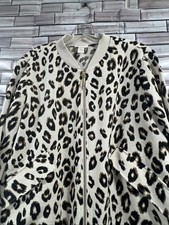 Chicos Womens 2 Jacket L 12 gold zip beige leopard print pockets easy care