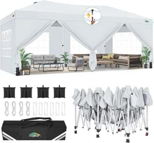 COBIZI 10'x20' Pop Up Canopy One Push Party Tent with 6 Sidewalls & 4 Sandbags