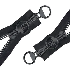 WANDIC 2 Pcs Black Super Large Plastic Zipper Teeth Heavy Duty Zippers for DI...