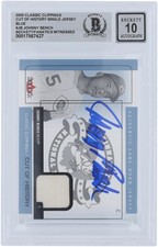 Johnny Bench Reds Signed 2005 Fleer Classic Cut Of History #CH-JB BAS 10 Card