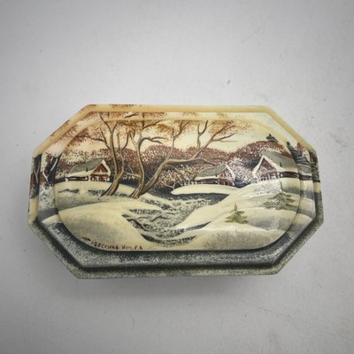 Russian Lacquer Box Hand Painted Fedoskino Style Winter Scene 4 x2.5 x1.5 signed