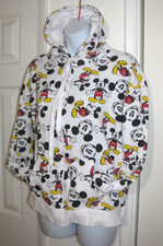 Walt Disney Full Zip Sweatshirt Hooded White with Mickey Mouse Print Jr 11/13