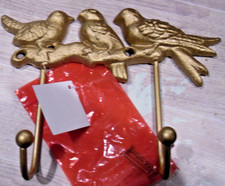 NWT BRASS DOUBLE HOOK FOR WALL, 3 BIRDS ON A ...