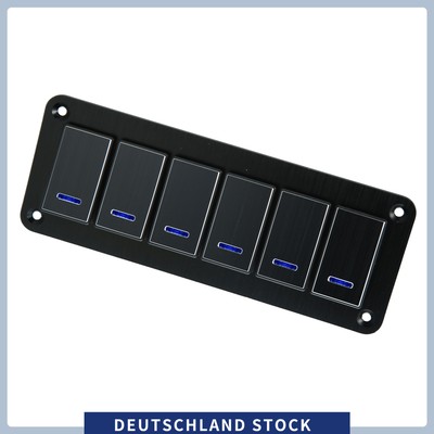 6 Gang Auto Rocker Kippschalter Panel Wasserdicht DC 12V 24V Blaue LED