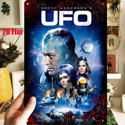 2D Flat, 1pc Tin Metal Signs Home Décor, Gerry Anderson's UFO Decorative , Space