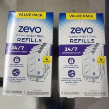 Zevo Flying Insect Trap, Fly Trap Refill Cartridges 2 Packs, 4 Cartridges Each 
