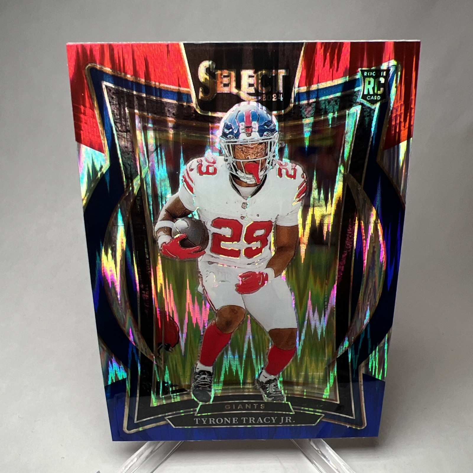 2024 Panini Select #61 Tyrone Tracy Jr. Red & Blue Prizm Shock