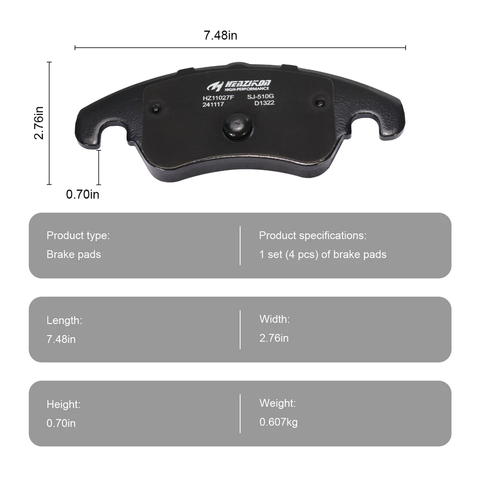 Pastillas de freno delanteras y traseras con kit de sensor para Audi A5 A5 Quattro 2010-2017 Foto 3 de 4