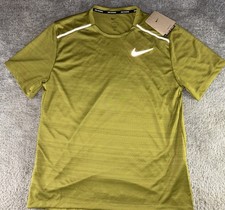 Nike Dri-FIT Miler Short Sleeve Running Top - AJ7565 307 - Moss - Men's Size M