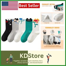 5 Pairs Women's Kids Cute Ankle Socks Animal Cartoon Prints Cotton Nylon