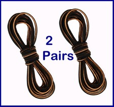 Work Boot Laces Leather 2pr Welders Loggers 72" x 9/64" Dark Brown Made in USA