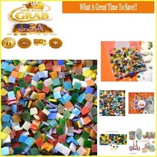 800 Pcs Mosaic Tiles Stained Glass Assorted Colors Art Craft Decor 1cm Square