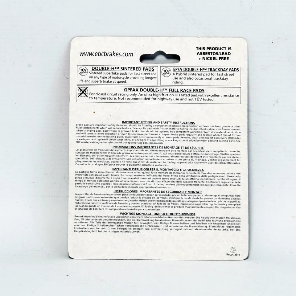 Комплект/передние спеченные тормозные колодки EBC EPFA244HHx2 EPFA Extreme Pro Ducati 748 R 2000 - Изображение 2 из 4