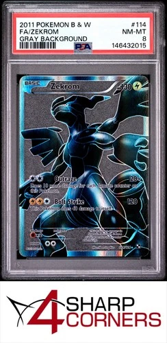2011 POKEMON BLACK & WHITE #114 FULL ART ZEKROM GRAY BACKGROUND PSA 8