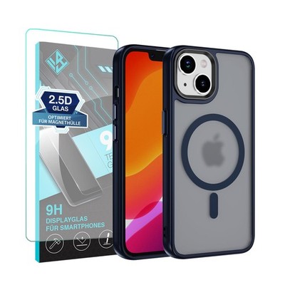 Magsafe Handyhülle für Apple iPhone 14 Plus Blau Cover magnetisch 9H Displayglas