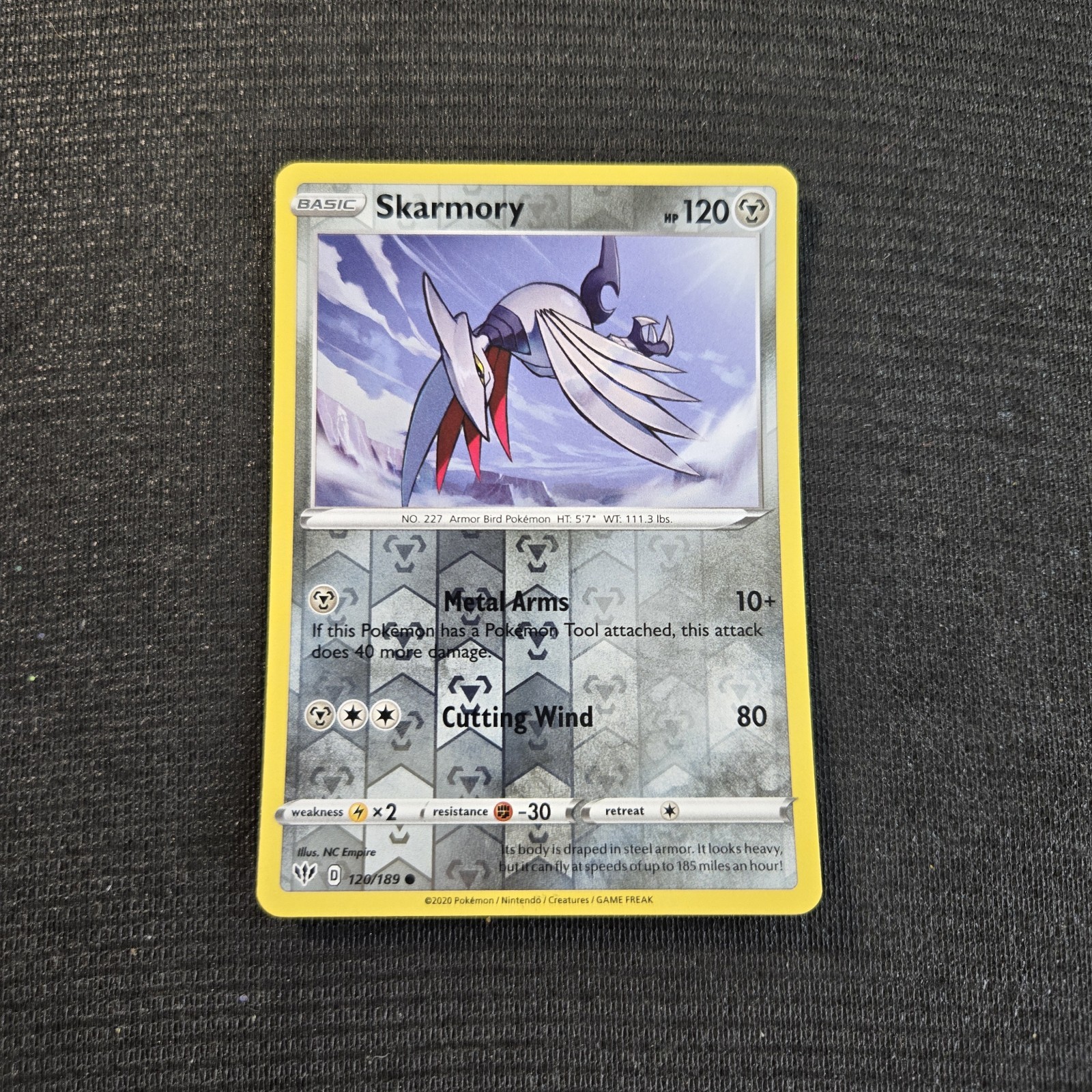 Pokemon TCG Darkness Ablaze Skarmory Reverse Holo Card 120/189