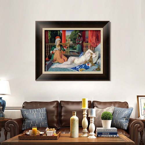 Framed Canvas Print Art Odalisque with a Slave by Jean Auguste Dominique Ingres - Picture 9 of 16