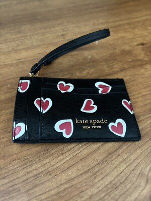 NWT Kate Spade Morgan Stencil Hearts Card Case Wristlet