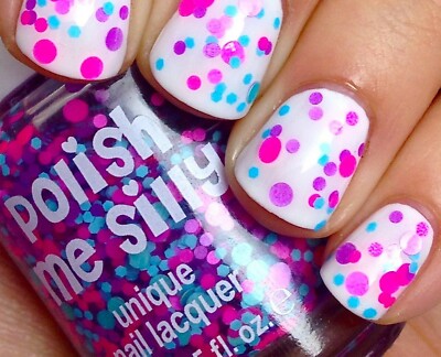 Polish Me Silly Nail Lacquer BUTTERFLY KISSES Polka Dot Nail Polish Clear Base