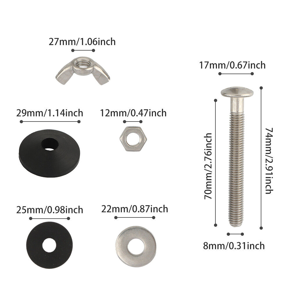 Bathroom Waterproof Washers Leakproof Rubber Wing Nuts Toilet Seat