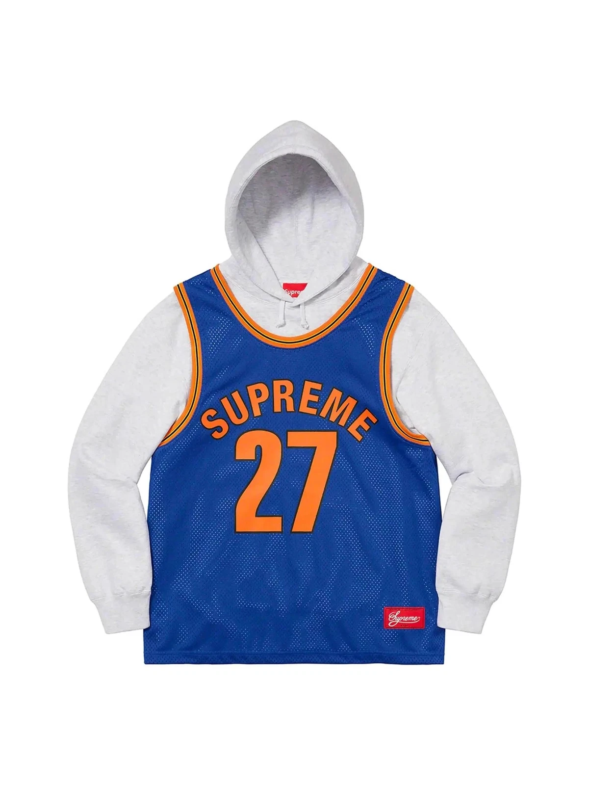 Supreme Basketball Jersey Hooded Sweatshirt Ash Grey
