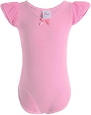 Leotards for Girls Flutter Sleeve Ballet Dance Recital Outfit 5 Light Pink