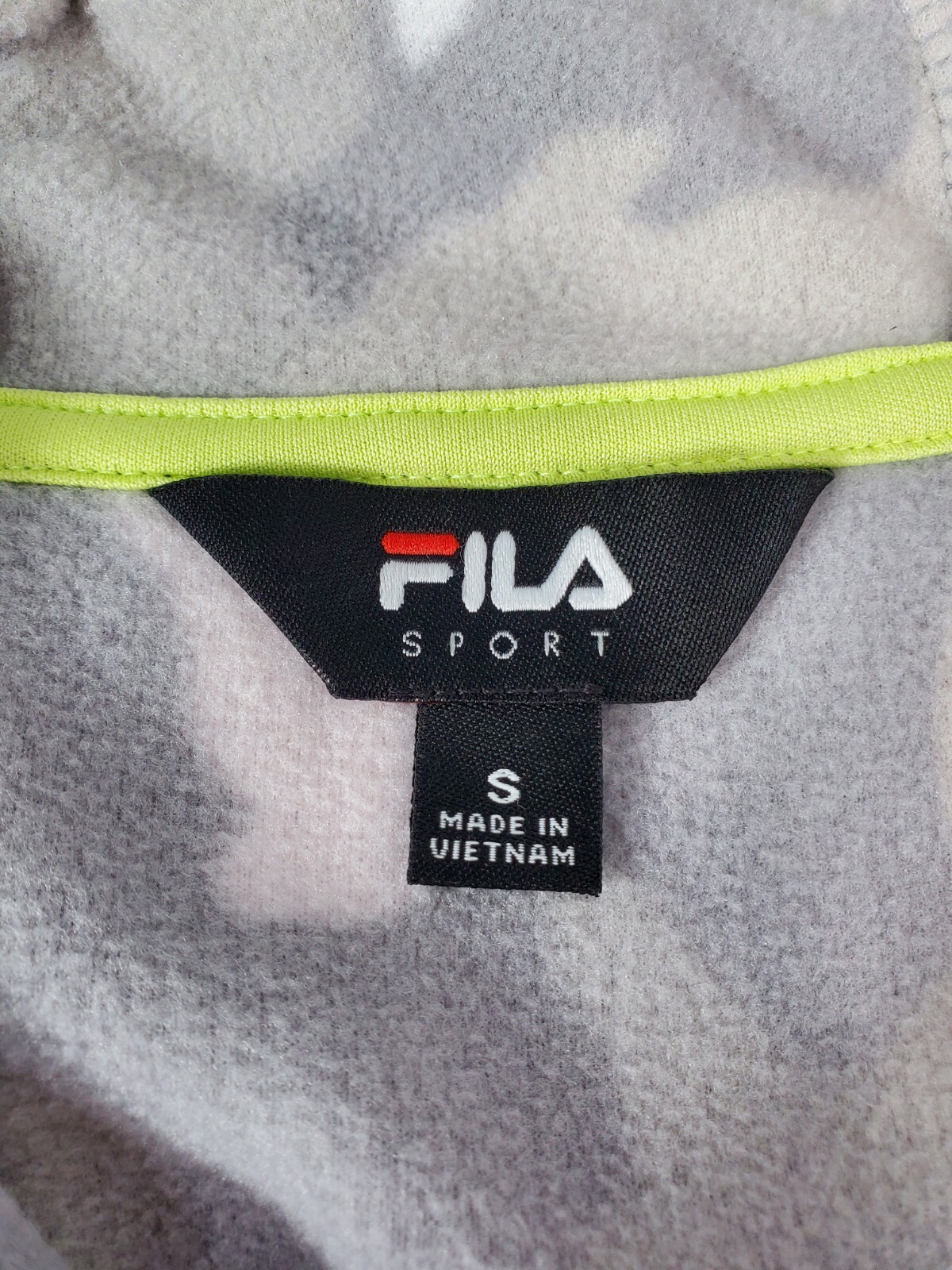 Felpa con cappuccio Fila Sport taglia S pile grigio rosa bianco accogliente mimetica