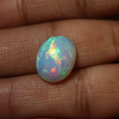 6.3 Cts 15.3x12.3x7.5 MM Natural AAA Green Red Fire Ethiopian Opal Oval ...