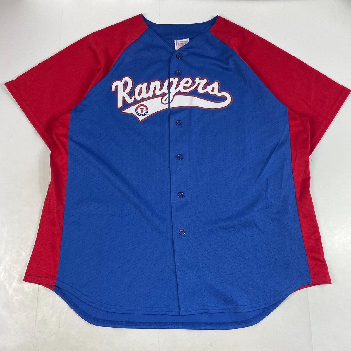 VINTAGE Texas Rangers Baseball Jersey Mens Extra Large Blue Short