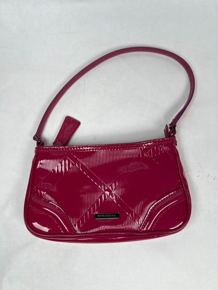BURBERRY Patent Leather Small Shoulder Baguette Bag Clutch BURBERRY Patent Leather Small Shoulder Baguette Bag Clutch