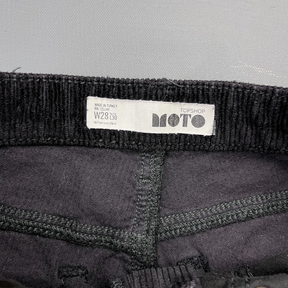 Calça de veludo feminina Topshop Moto W28 L30 preta cintura alta afunilada vintage Y2K - Imagem 3 de 4